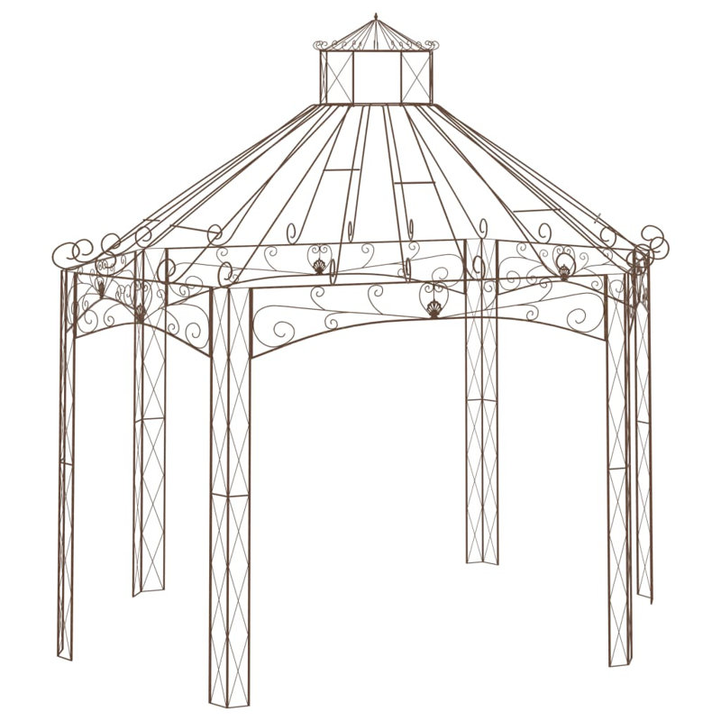 Grand pavillon de jardin en fer forgé brun antique Vidaxl