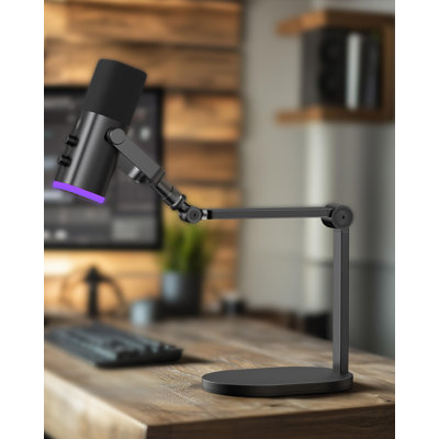 Studio Mic Stand, Max Load 2.64 Lb Microphone Arm Desk Mount Desktop Microphone Stand For Fifine AM8 K669B Blue Yeti Hyperx Quadcast Solocast AT2020, Webcams Cameras, Black