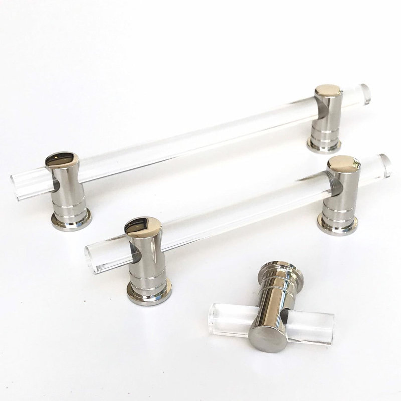 Luz Lucite 6" Center to Center Bar/Handle Pull, 8", Polished Nickel