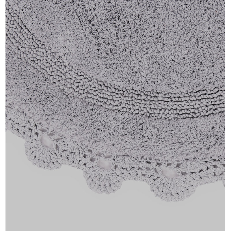 Cotton Non-Slip Bath Rug, Silver