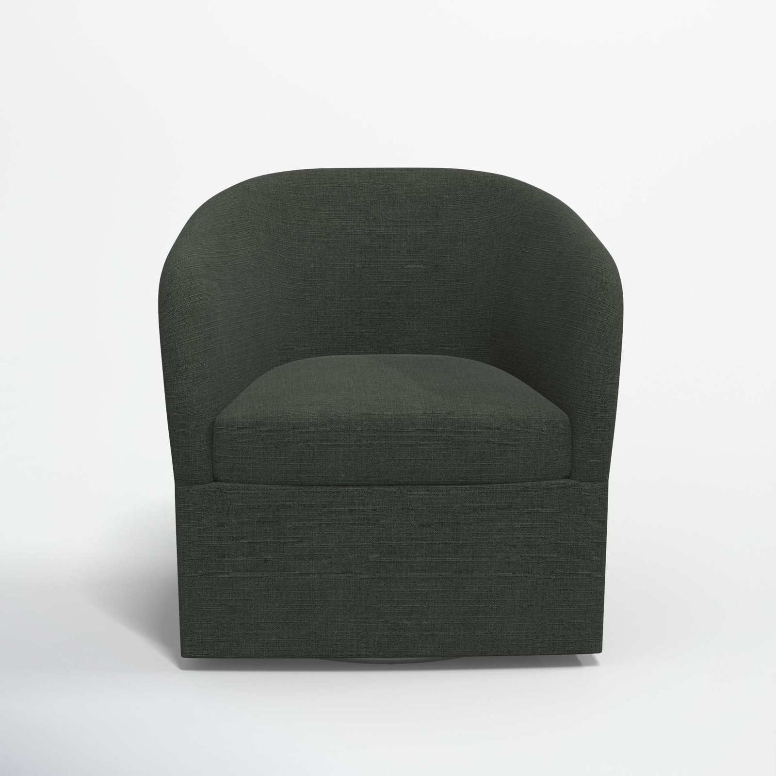 Lesia Upholstered Swivel Barrel Chair, Classic Black Linen
