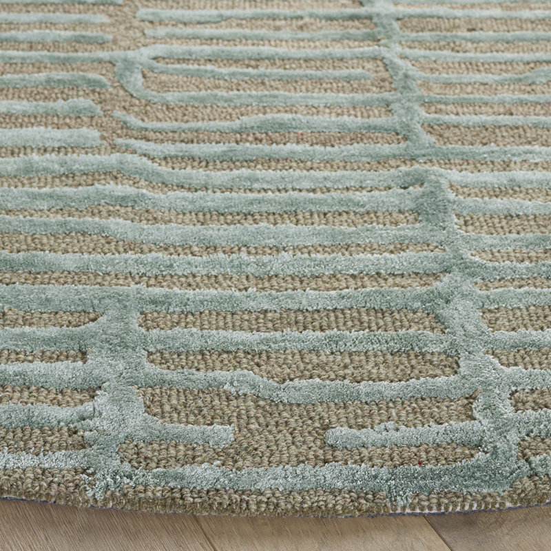 Soho 184 Hand Tufted Viscose; Wool Abstract Rug in Green/Brown, Round 6'