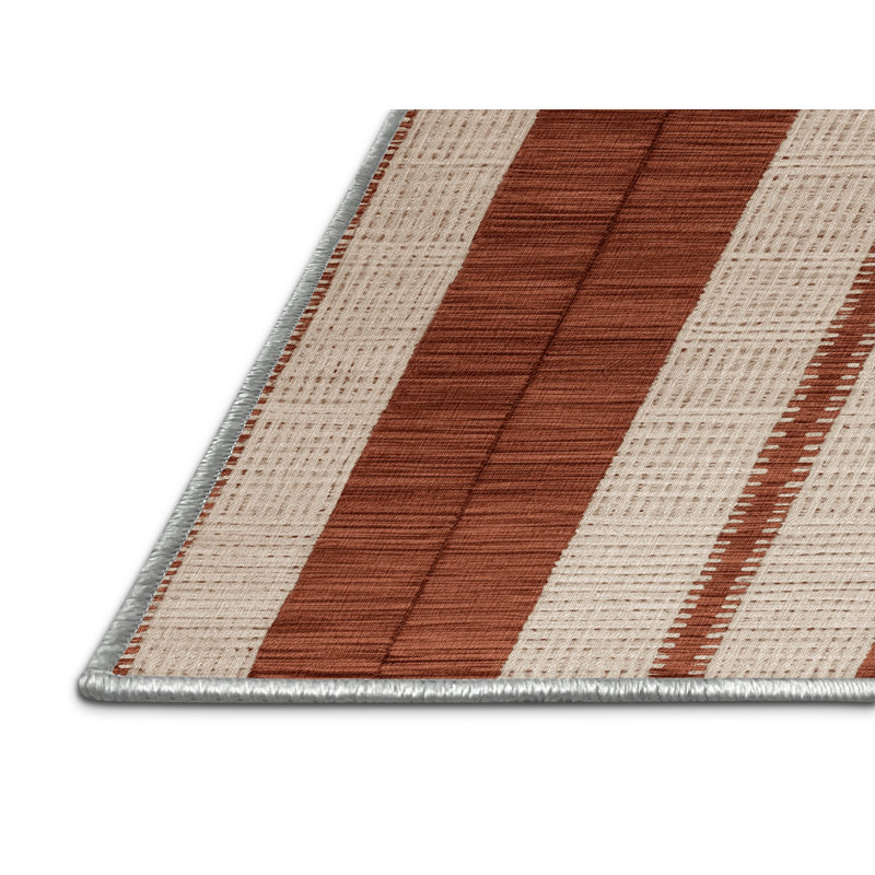 Machine Washable Checkered Beige Area Rug, Runner 2' x 5'