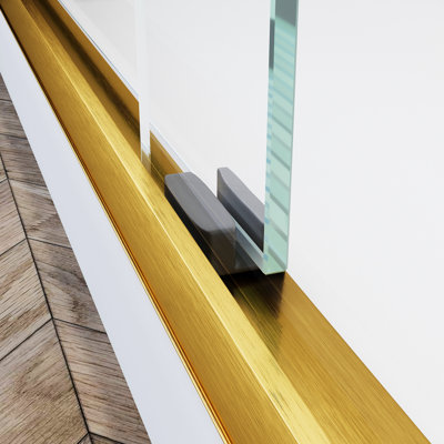 44 - 48 In. W X 72 H Sliding Shower Door, Semi Adjustable, Tempered Clear Glass, 304 Stainless Steel Handles, Brushed Gold Touch Glass Door H, Thick Clear,