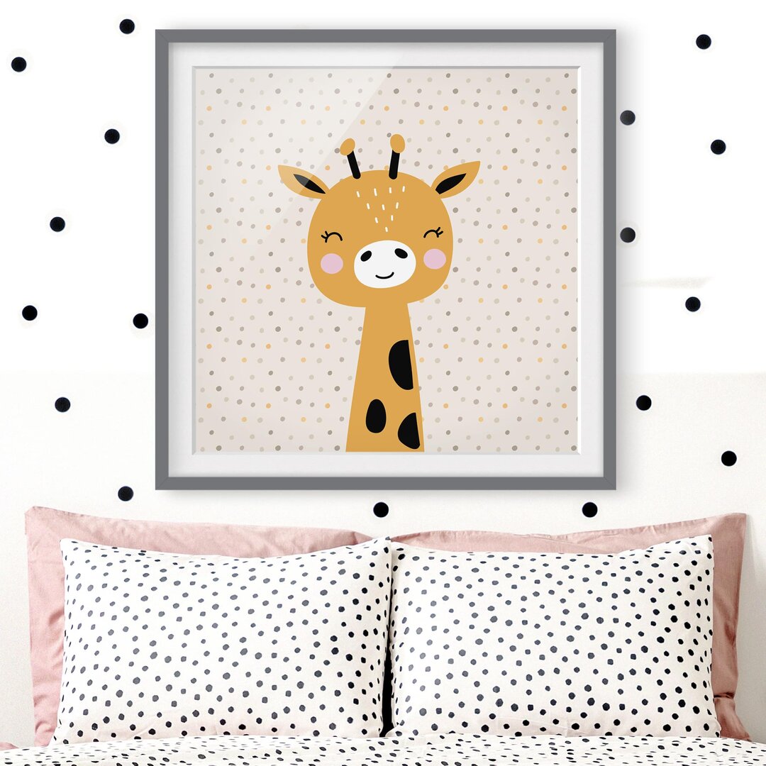 Gerahmtes Papierbild Baby Giraffe