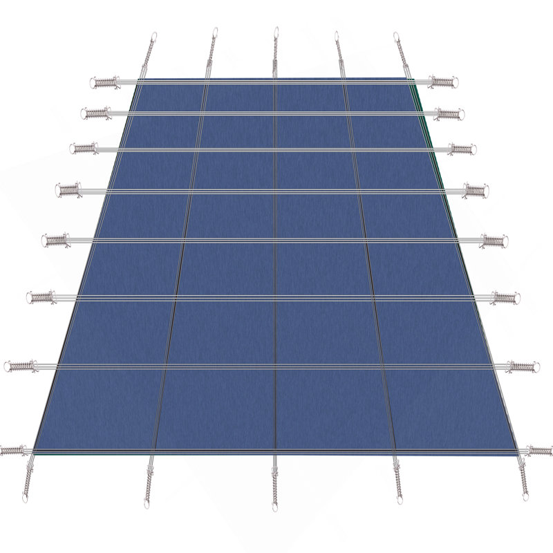 Couverture de sécurité pour piscine creusée, couverture de sécurité rectangulaire pour piscine d'hiver de 18 pi x 36 pi, couvertures de piscine de sécurité solides, triple couture pour une résistance élevée, quincaillerie incluse, maille bleue