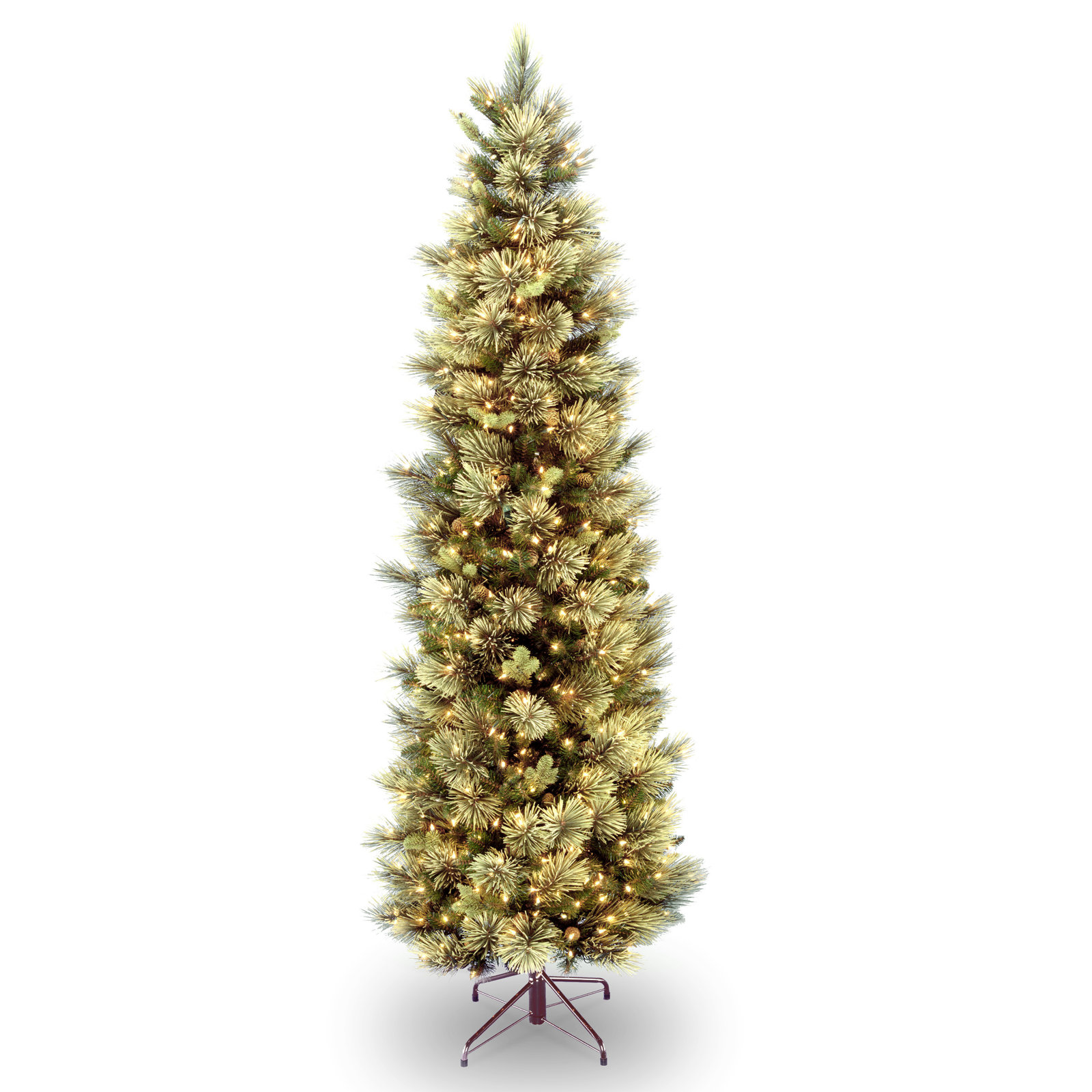The Holiday Aisle® Carolina Pine Slim Tree with Clear Lights, 7.5'