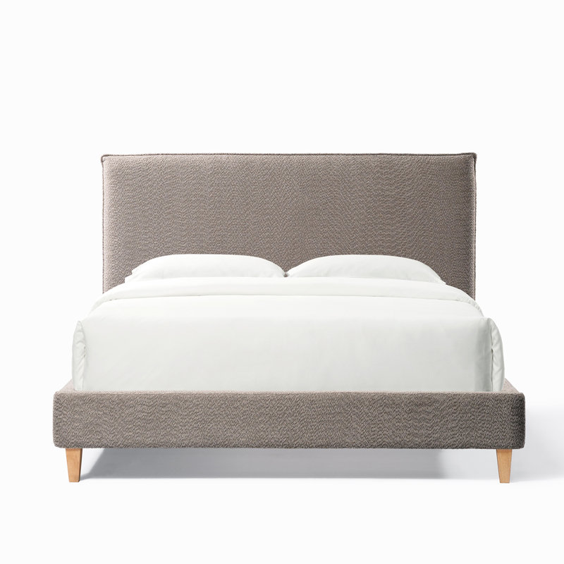 Lit plateforme contemporain tapissier - grand, gris, avec performance stable et grand lit gris moderne