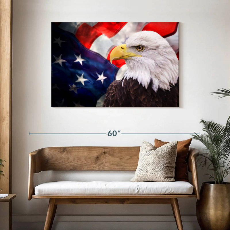 Drapeau des États-Unis et aigle américain, H 30 po x l 45 po