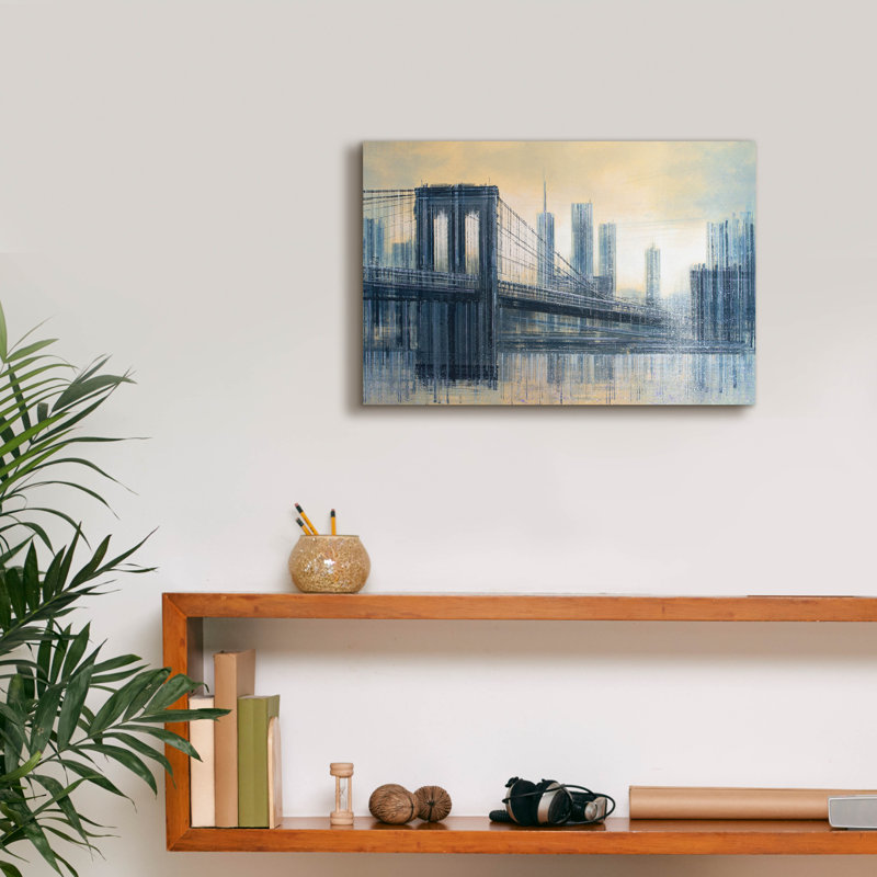 «Le pont de Brooklyn au coucher du soleil» par Marc Todd, H 12 po x l 18 po x P 0,75 po