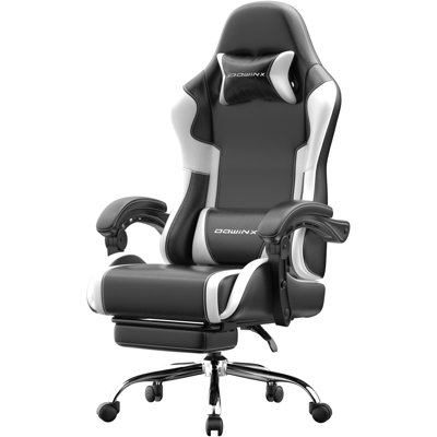  Fauteuil de jeu ergonomique avec repose-pieds et soutien lombaire à massage, accoudoirs à accoudoirs et appui-tête à 2 dimensions, pour le bureau et les longues séances de jeu, 330 lb, blanc