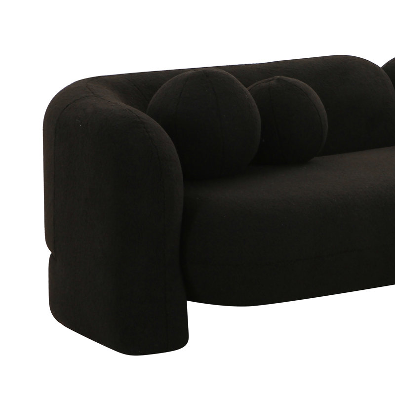 Tov Furniture Amelie Black Faux Fur Sofa, Black Faux Fur