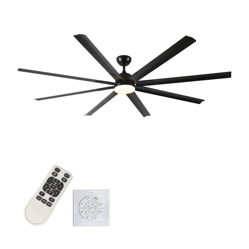 84 In Super Large Black Ceiling Fan With Remote Control Black