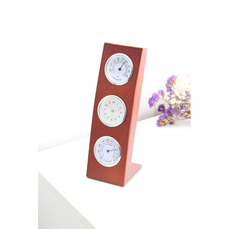 Analogue Wood Quartz Movement / Crystal Alarm Tabletop Clock Brown Wood