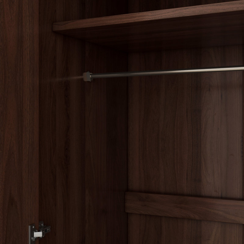 Armoire-penderie 2 portes en bois avec 3 tablettes de rangement, brun