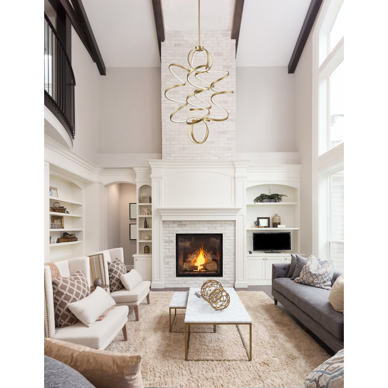 Luminaire suspendu géométrique à DEL Synergy, Laiton antique, H 41,375 po x l 31,5 po x P 31,5 po