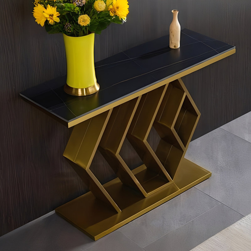 Console luxueuse de style italien, Noir, H 32,3 po x l 59 po x P 15,7 po