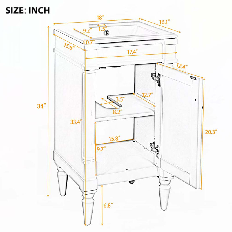 Bathroom Vanity with Ceramic Sink, Black