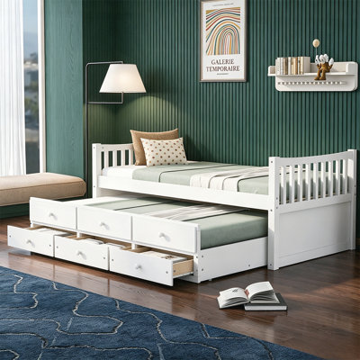 Versatile Daybed with Trundle and Drawers, Space-Saving Design for Modern Homes, Comfortable and Stylish Guest Sleeping Solution