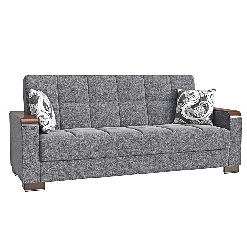 Canapé-lit rembourré convertible avec rangement, Gris chenille
