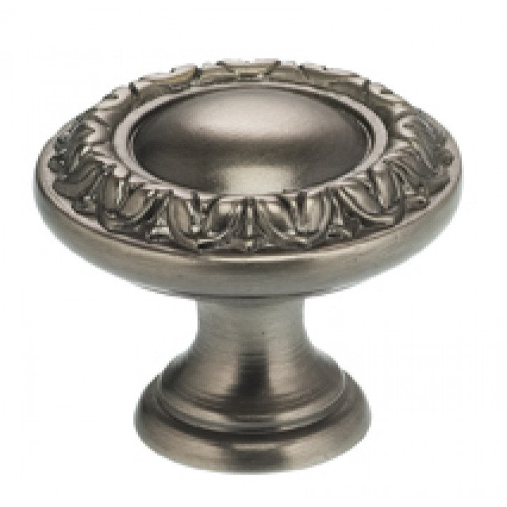 Ornate Mushroom Knob, 1" H x 1" W x 0.81" D, Pewter
