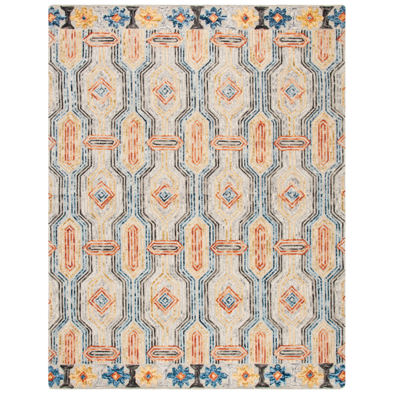 Tapis en laine et coton touffeté à la main Rubalcava, Rectangle de 10 pi x 14 pi