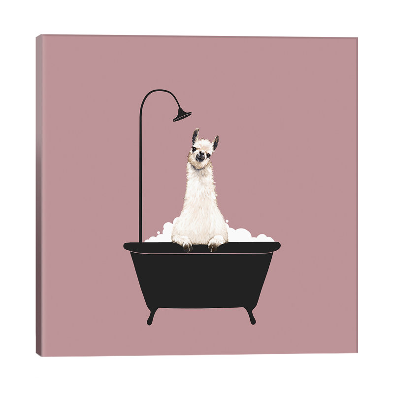 Llama in Bath Tub by Big Nose Work - Graphic Art Print on Canvas, No Frame, 93.98 cm H x 93.98 cm W x 3.175 cm D