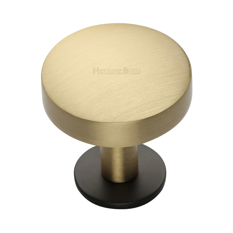 Heritage Brass Cabinet Knob Domed Disc Design with Rose, 3.8cm