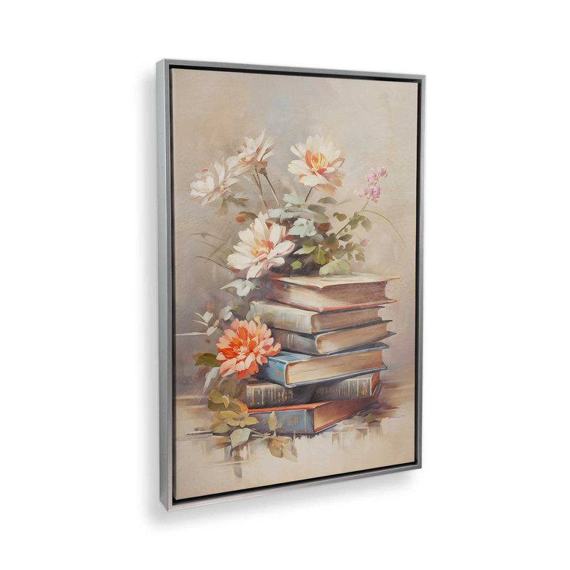 Pages et pétales I, H 48,75 po x l 32,75 po, Impression encadrée sans passe-partout, Chrome poli
