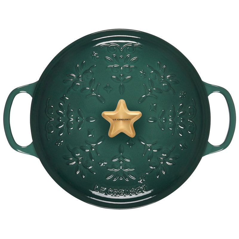Le Creuset Noel Collection 4.5 Qt Round Cast Iron Oven with Embossed Tree