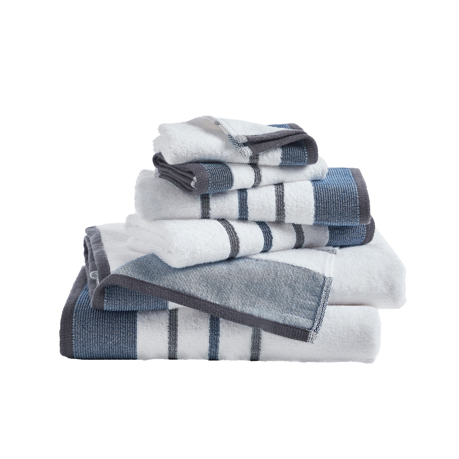Deanthony Luxury Cotton Decorative, Moroccan Blue/December Sky, 6 Piece Towel Set