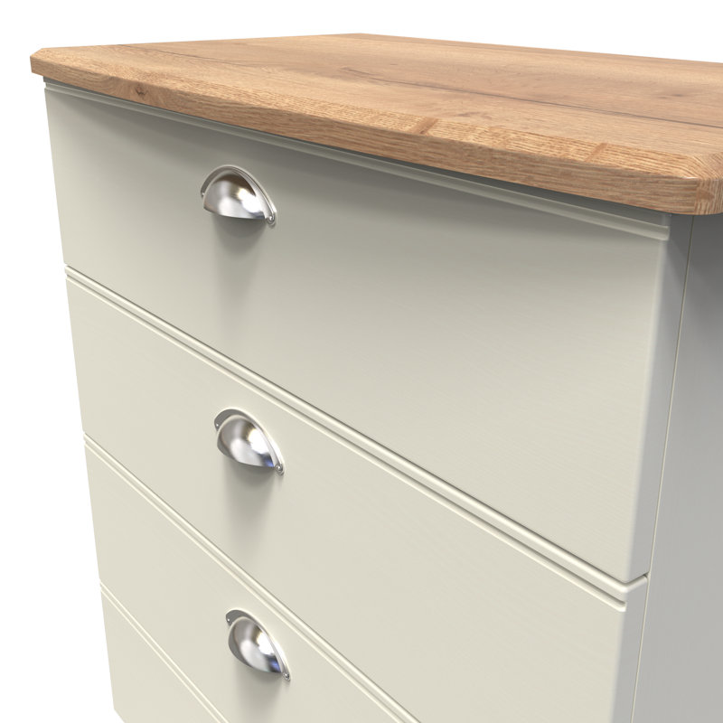 Fully Assembled Murier 4 Drawer Chest, Cream Ash/Riviera Oak