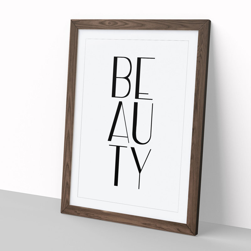 Beauty - Picture Frame Typography, 90cm H x 65cm W x 2cm D, Walnut