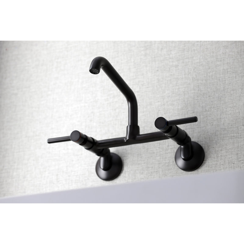 Kingston Brass Concord Double-Handle 2-Hole Wall-Mount Bridge Kitchen Faucet, Oil Rubbed Bronze