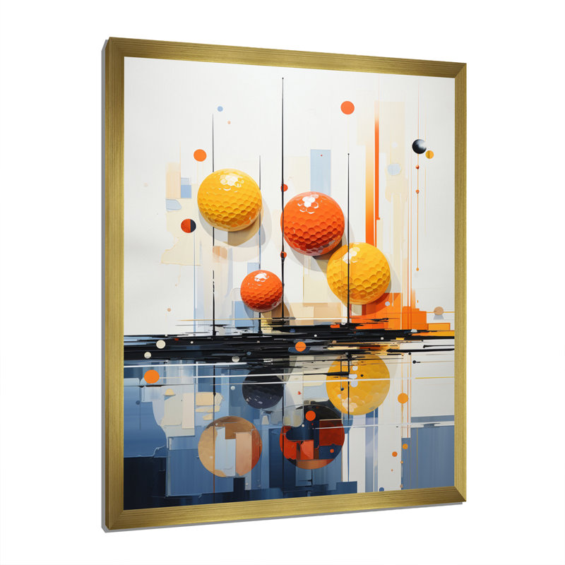 Lerin " Golf Harmonious Collage II ", Gold Picture Framed, 32" H x 24" W x 1" D