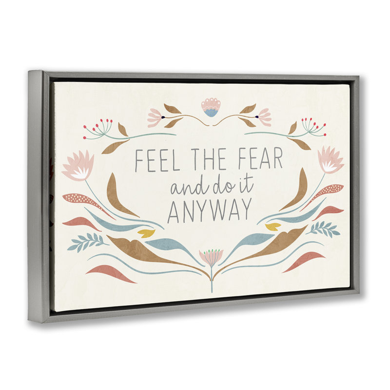 «Feel The Fear» par Kim Allen, Cadre flottant gris lustré, H 21 po x l 31 po