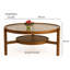 Élégante table basse en bois massif et en verre trempé de 39,4 po de diamètre x 18,9 po de hauteur | 100% finition noyer massif, design brun moderne | Centre de table durable et élégant pour le salon et les espaces contemporains-123122406