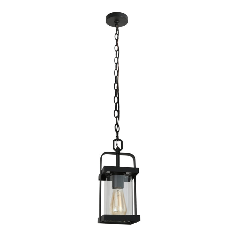 Luminaire suspendu d'extérieur noir 1 lumière H 12,5 po Kostuch