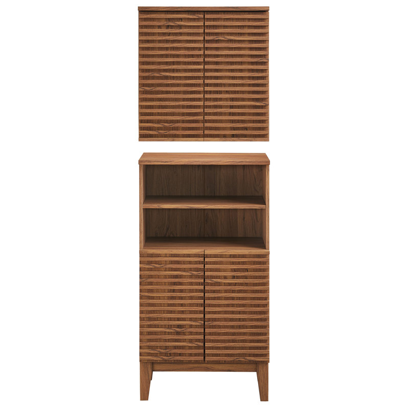 Render Bathroom Cabinet Set, Walnut