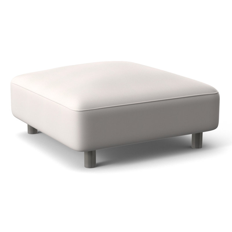 Avanni Outdoor Ottoman with Cushion, Light Grey Vinyl 6503-010, Silver