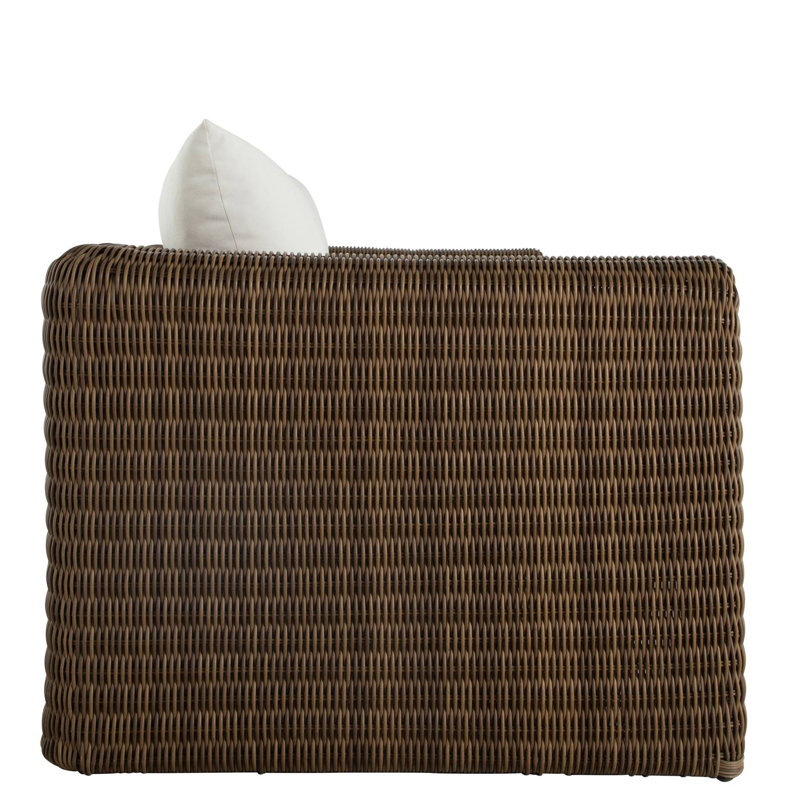 Como 90.75" Wide Outdoor Rectangle Patio Sofa with Cushions, Linen Snow, No Welt, Raffia