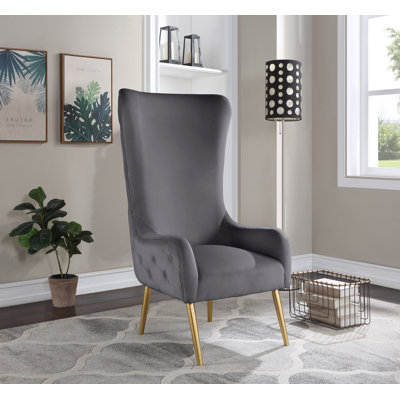 Fauteuil à oreilles en velours de 27 po de large Alexander