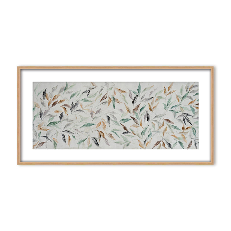 Nature Inspired "Kaleidoscope Fall" Canvas Wall Art By , 24" H x 48" W, Framed Matted Print, Black