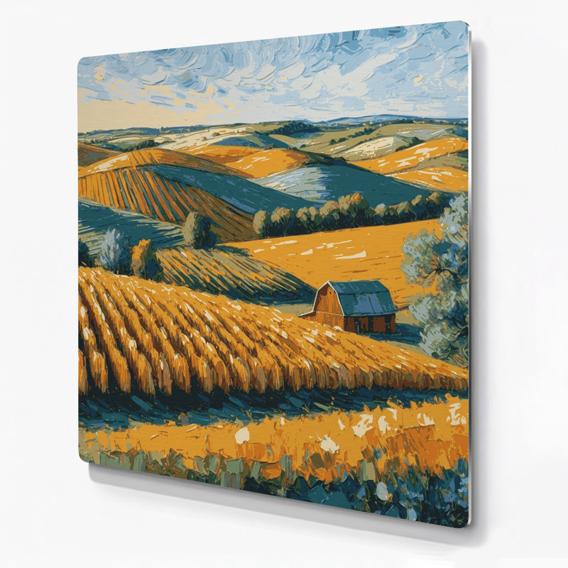 «Farm Rolling Hills», art mural en métal gris, H 32 po x l 32 po