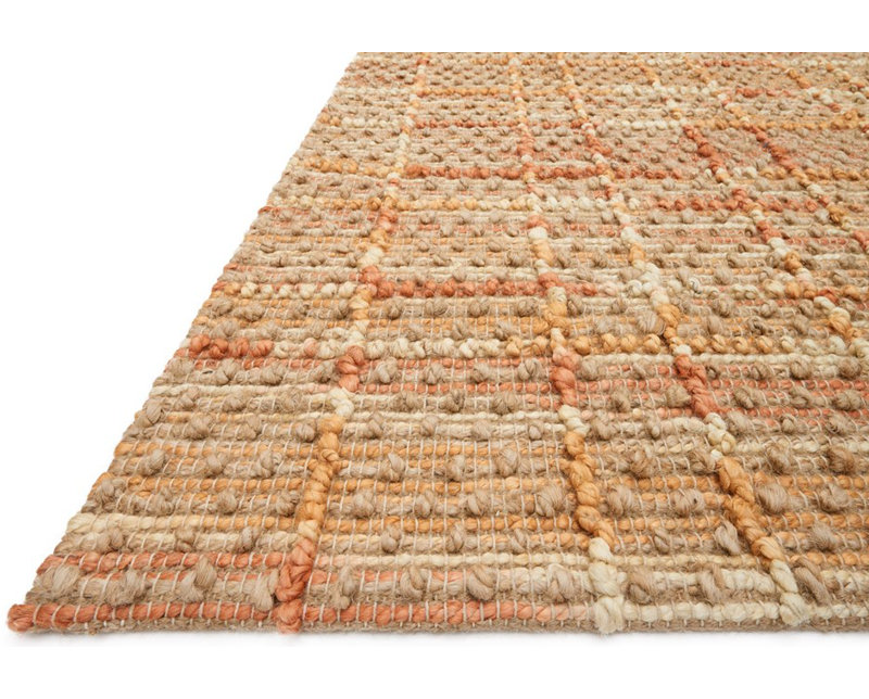 Tapis mandarine tissé à la main Pangkal Pinang, Rectangle 2 pi 3 po x 3 pi 9 po