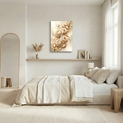 Art mural sur toile Gallery Wrap pour le salon, la chambre à coucher, le bureau ou le vestibule - Décoration murale décorative avec des roses dorées