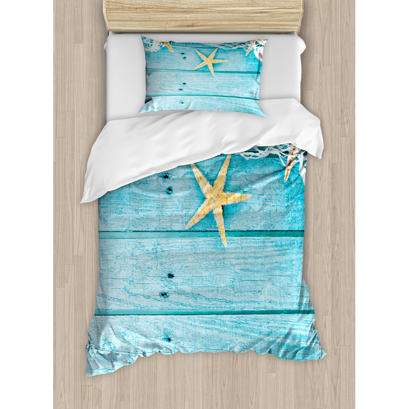 Starfish Coastal Polyester Duvet Cover, Twin Duvet Cover + 1 Standard Sham