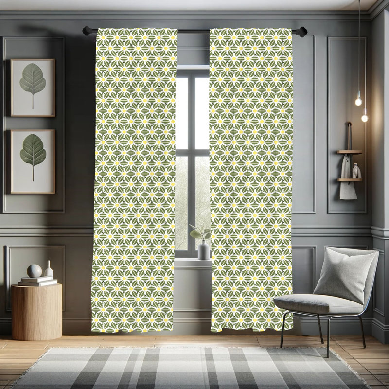 Floral Semi-Sheer Rod Pocket Curtain Panels, 28" x 63"