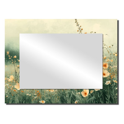 Orange Country Wildflowers Dream - Miroir mural décoratif floral - imprimé sur métal