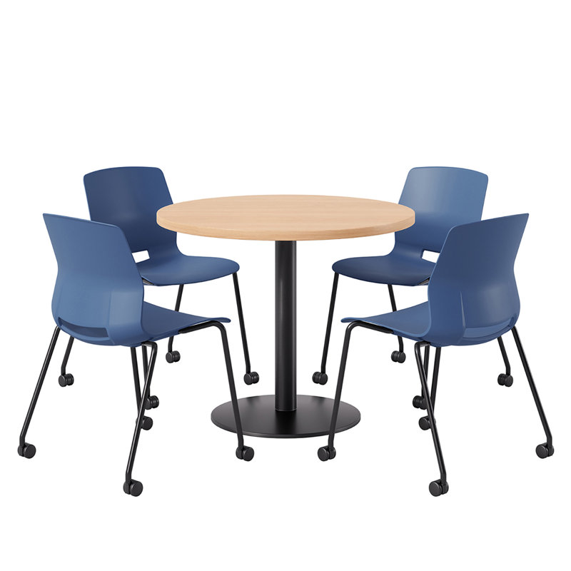 Ensemble repas pour quatre personnes, Érable, Bleu marine / Noir, H 29 po x L 36 po x l 36 po